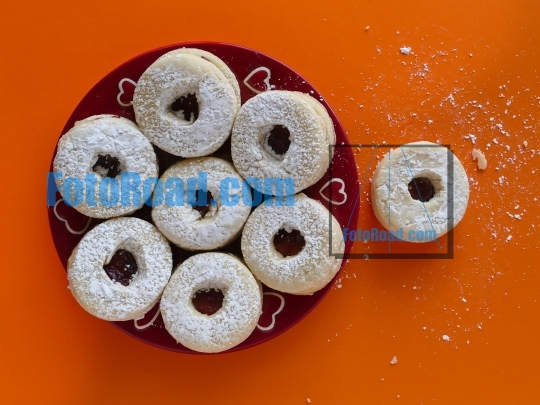 Homemade traditional Austrian  style Linzer cookies  