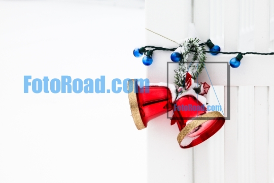 Red bells with blue bulb decoration
