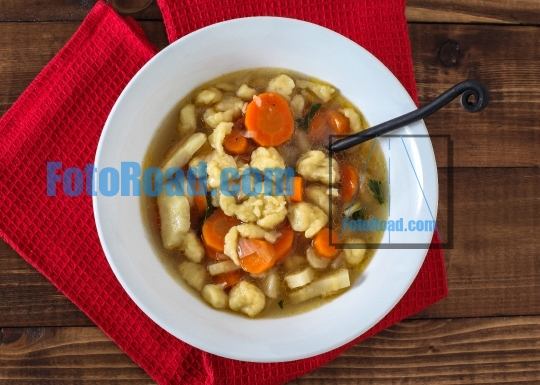 Spring  vegetables soup with home made pasta