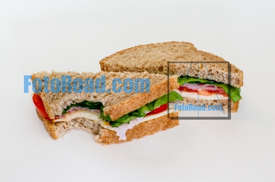 Two half from sandwich on white background 