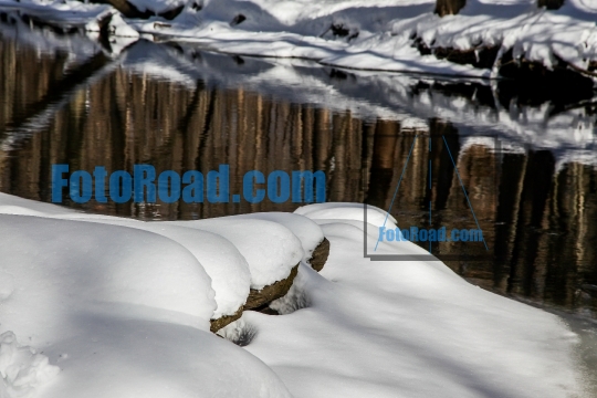 Winter background from outdoor landscape near water