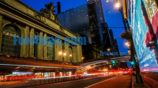 Grand Central Terminal with 42 street evening view